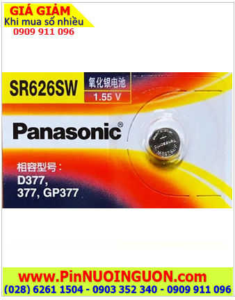 Panasonic SR626SW-Pin 377, Pin đồng hồ 1.55v Silver Oxide Panasonic SR626SW, Xuất xứ NHẬT